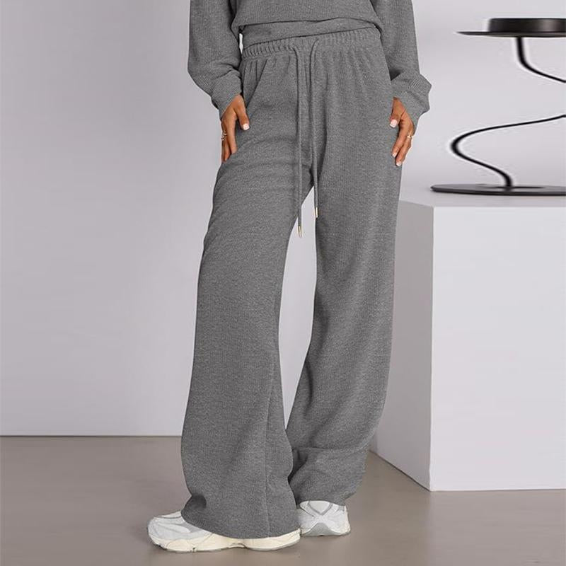 Prettygarden Women'S Mock Neck Knitted Two Piece Sets Fall Sweatsuit Long Sleeve Knit Tops Wide Leg Pants Lounge Set Airport Outfits,Comfy Womenswear